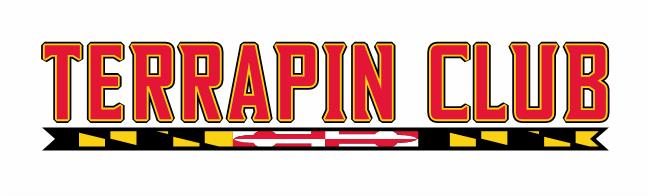Terrapin Club in red capital letters with gold and black outline, with a bar underneath and the colors of the Maryland flag.