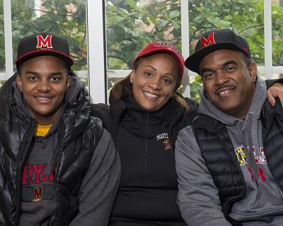Family members of a University of Maryland student posed together.